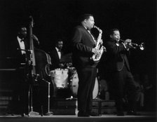 Nat and Cannonball Adderley on stage, Royal Festival Hall, London, 1960. Creator: Brian Foskett.