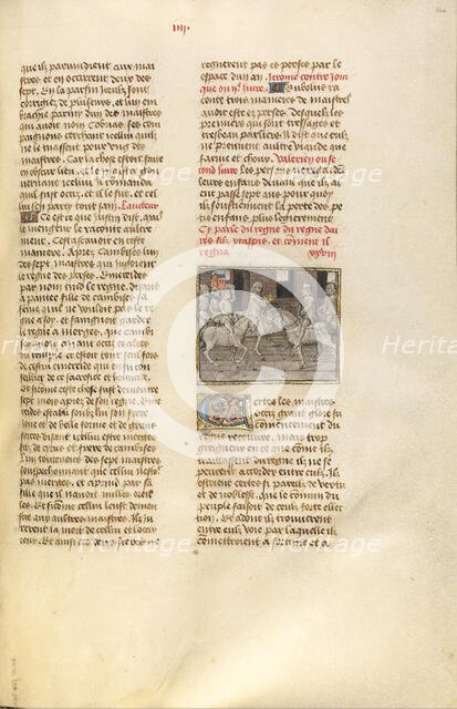 The Delivery of the Persian Crown to Darius; Miroir Historial, about 1475. Creator: Unknown.