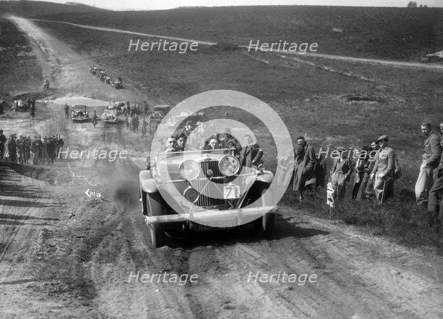 Talbot 105 competing in a motoring trial, Bagshot Heath, Surrey, 1930s. Artist: Bill Brunell.