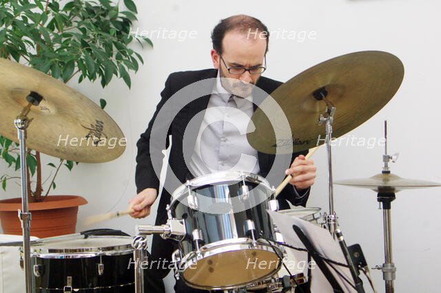 Alfonso Vitale, Stuart Henderson Quartet, Clocktower Cafe Jazz Club, Croydon, London, April 2025. Creator: Brian O'Connor.