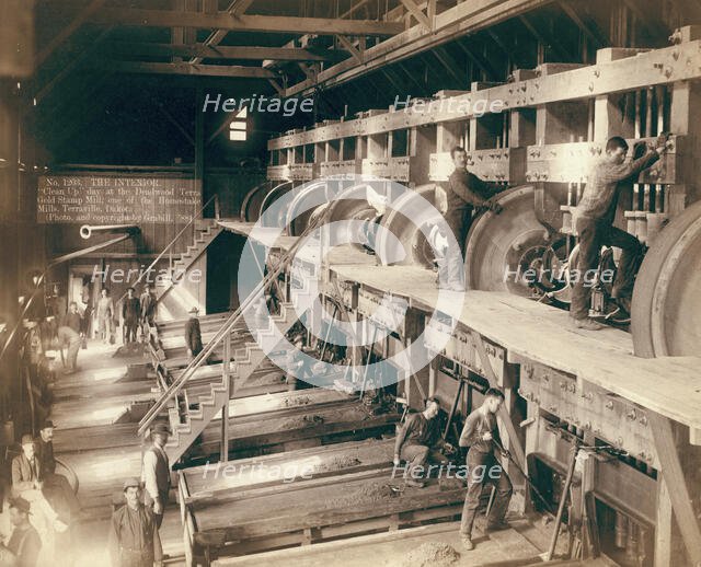 The Interior "Clean Up" day at the Deadwood Terra Gold Stamp Mill, one of the Homestake..., 1888. Creator: John C. H. Grabill.