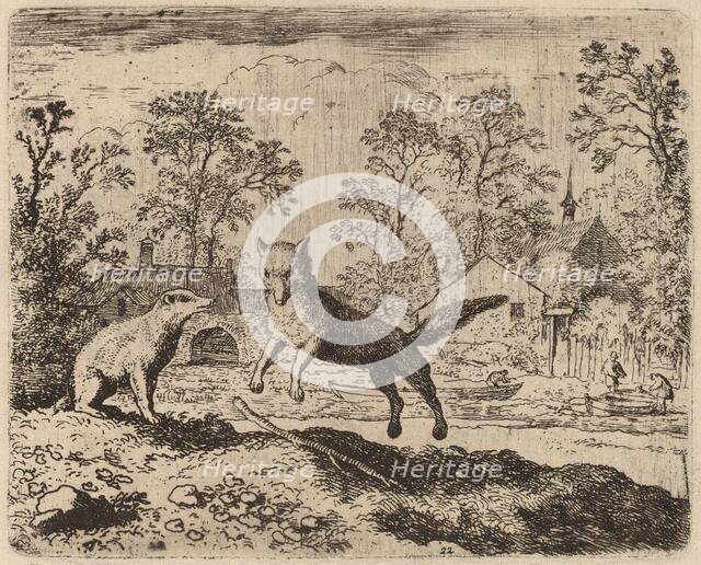 The Badger Imposes a Penance on Reynard, probably c. 1645/1656. Creator: Allart van Everdingen.