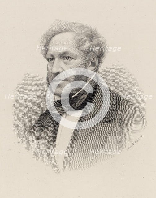 Portrait of pianist and composer Ignaz Moscheles (1794-1870) , c. 1850. Creator: Weger, August (1823-1892).