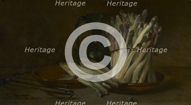 Still Life with Asparagus, c. 1880. Creator: Philippe Rousseau (French, 1816-1887).
