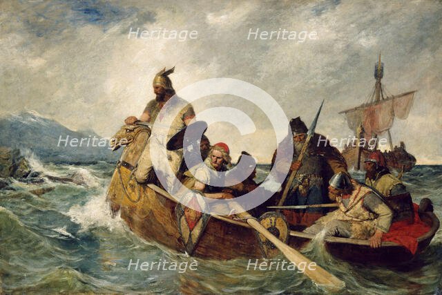 The Norwegians land on Iceland in 872, 1877. Creator: Oscar Wergeland.