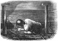 Coal miner working a narrow seam, c1864.  Artist: Anon