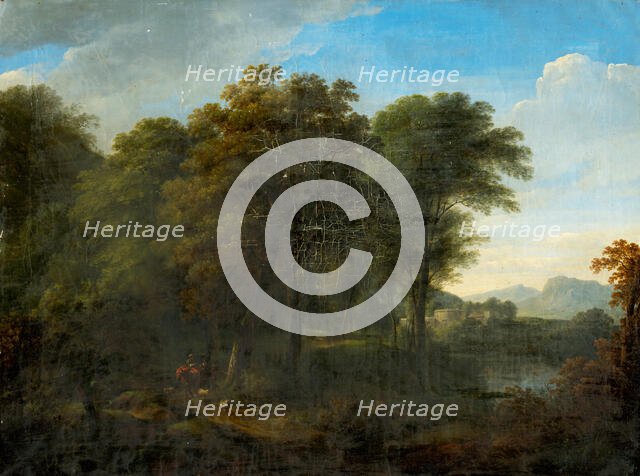 Romantic Landscape with Figural Stafagge, 1800-1850. Creator: Unknown.