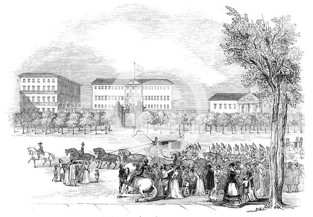Madrid - the Queen passing La Buena Vista, in La Alcala, 1845. Creator: Unknown.
