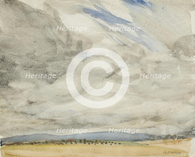 Cloud study with landscape, c1875-1944. Creator: George Clausen.