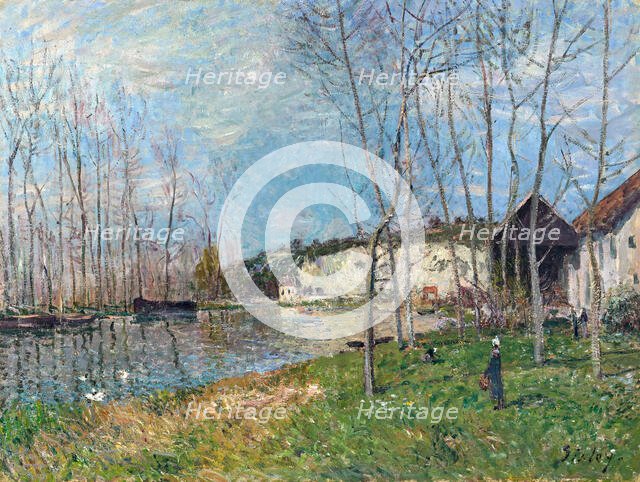 Spring on the banks of the Loing (Printemps au bord du Loing), ca 1881. Creator: Sisley, Alfred (1839-1899).