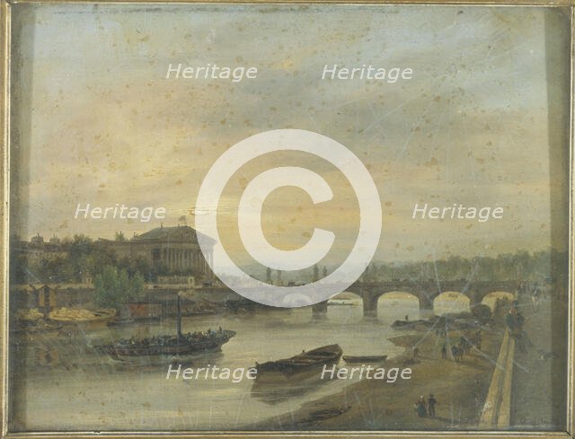 Palais Bourbon and the Pont Louis-XVI (Pont de la Concorde), 1826. Creator: Giuseppe Canella.