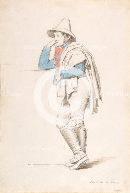 Study of a Roman Coachman, early 19th century. Creator: Martinus Rørbye.