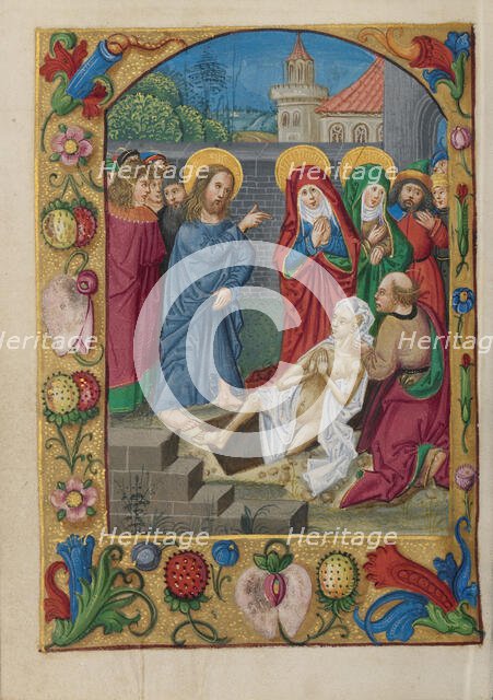 The Raising of Lazarus; Book of Hours, early 16th century. Creator: Unknown.