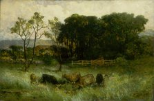 Untitled (five cows in pasture), ca. 1884-1886. Creator: Edward Mitchell Bannister.
