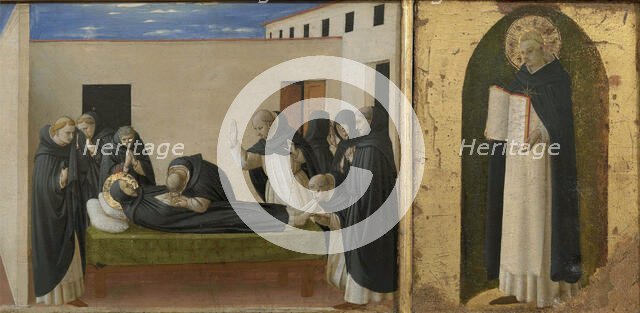 Death of Saint Dominic and Saint Thomas Aquinas. Cortona Polyptych (detail of the predella), c1437. Creator: Angelico, Fra Giovanni, da Fiesole (ca. 1400-1455).