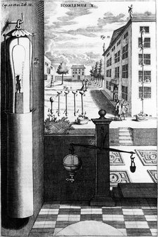 Von Guericke's water barometer, 1672. Artist: Unknown