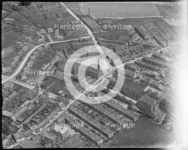 Albert Woollen Mills and the area around Albert Square, Yeadon, West Yorkshire, c1930s. Creator: Arthur William Hobart.
