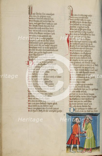 Joab Killing Amasa; Weltchronik, about 1400-1410. Creator: Unknown.