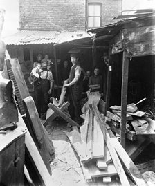 Making firewood from scrap timber, 1900s.  Creator: John Galt.