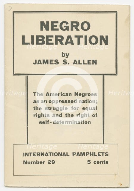 'Negro Liberation' by James S. Allen, 1935. Creator: Unknown.