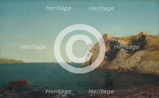 Beacon Rock, Newport Harbor, 1857. Creator: John Frederick Kensett.