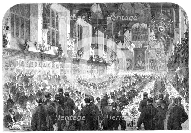 The banquet given to M. Berryer in the Middle Temple Hall by the members of the English Bar, 1864. Creator: Unknown.