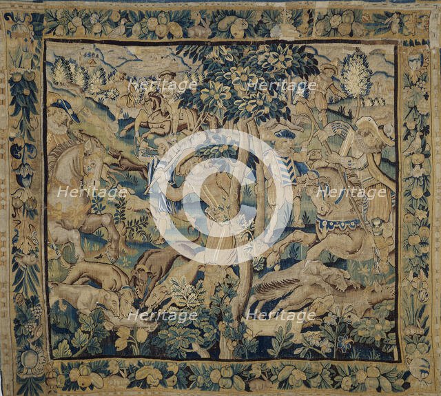 Hare Hunting. Tapestry, 17th century. Creator: Anonymous master.