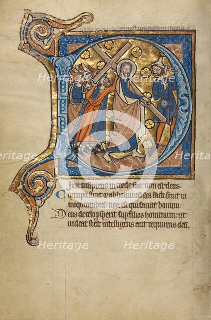 Initial D: The Way to Calvary; Psalter, mid-1200s. Creator: Unknown.