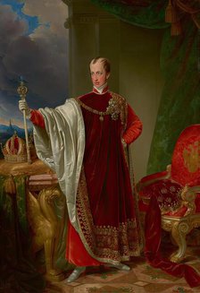 Emperor Ferdinand in the regalia of the Order of the Golden Fleece, 1836. Creator: Johann Nepomuk Ender.