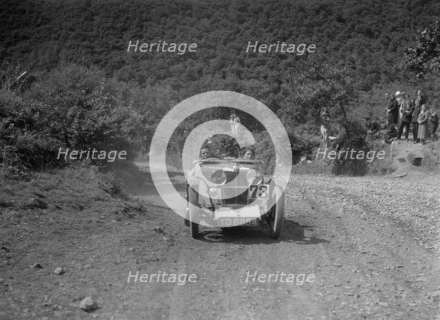 MG J2 competing in the Mid Surrey AC Barnstaple Trial, Beggars Roost, Devon, 1934. Artist: Bill Brunell.