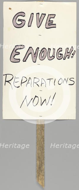 Placard calling for reparations for the Tulsa Race Massacre, ca. 2001. Creator: Unknown.