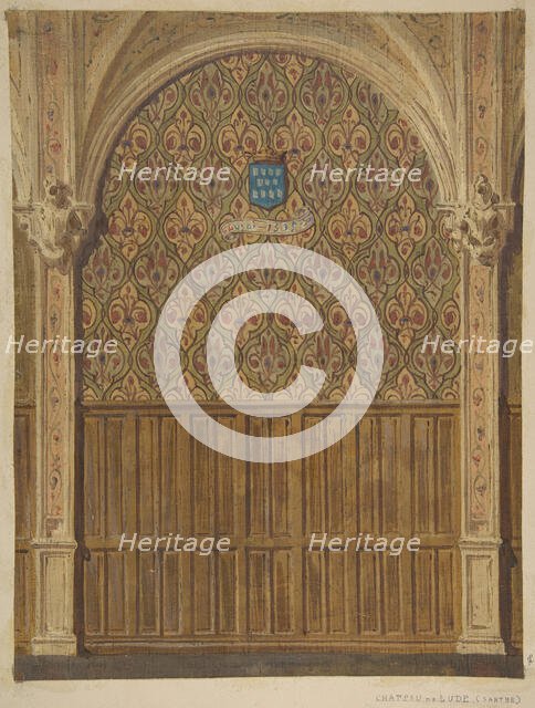 Design for wall decoration in a gallery of the Chateau de Lude, Sarthe, second half 19th century. Creators: Jules-Edmond-Charles Lachaise, Eugène-Pierre Gourdet.
