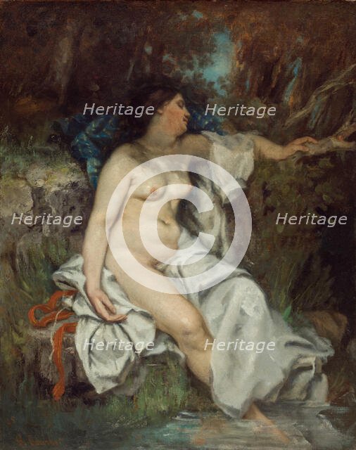Bather Sleeping by a Brook, 1845. Creator: Gustave Courbet.