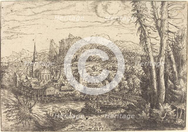 View of a City near a River, 1553. Creator: Hans Sebald Lautensack.
