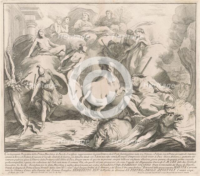 The Prima Macchina for the Chinea of 1742: The Contest of Neptune and Minerva, 1742. Creator: M Sorello.