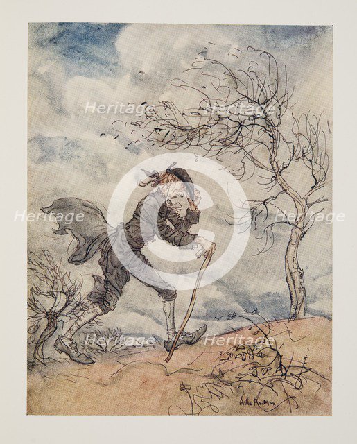 Striding along the profile of a hill on a windy day.., from The Legend of Sleepy Hollow, 1928.