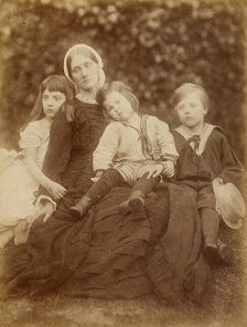 Mrs. Herbert Duckworth with Florence Fisher, George Duckworth, and Herbert Fisher, August 1872. Creator: Julia Margaret Cameron.