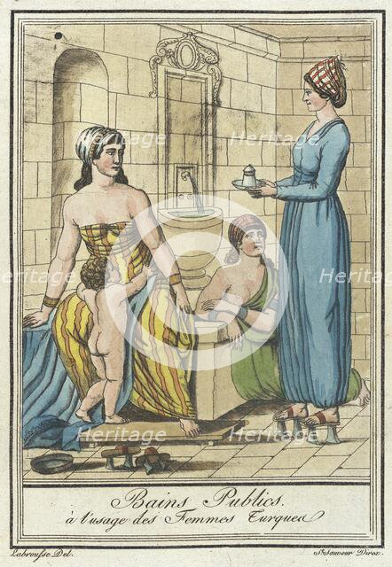 Costumes de Différents Pays, 'Bains Publics à l'Usage des Femmes Turquea', c1797. Creator: Jacques Grasset de Saint-Sauveur.