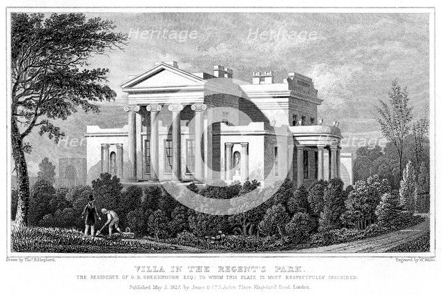 Villa in Regent's Park, London, 1827.Artist: W Wallis