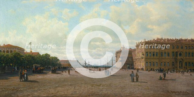 The Palace Square in Saint Petersburg, 1860s. Creator: Vereshchagin, Pyotr Petrovich (1836-1886).