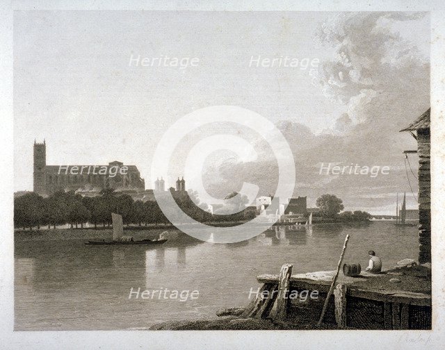 Westminster Abbey from the opposite side of River Thames, London, c1800. Artist: Samuel Rawle