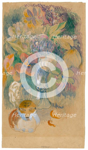 Still Life with Cat, c. 1899. Creator: Paul Gauguin.