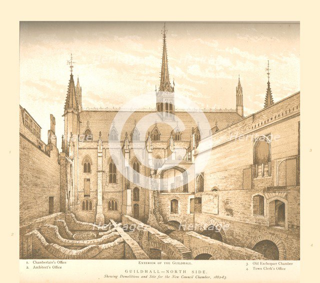 Guildhall North Side, 1882-83, (1886). Artist: Unknown.