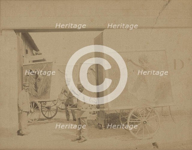 Carts with Folies Bergère posters, 1893. Creator: Loie Fuller.