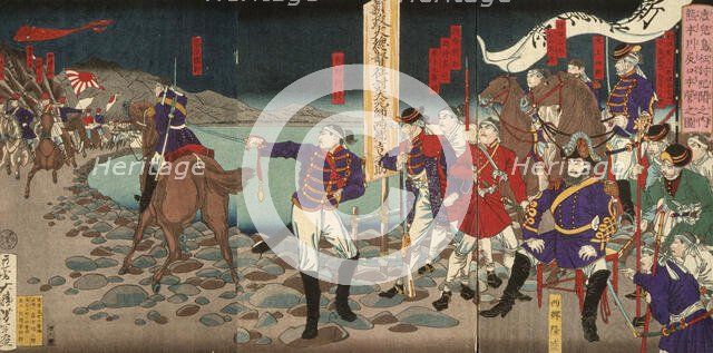 Headquarters at Sentoguchi, Kumamoto, 1877. Creator: Tsukioka Yoshitoshi.