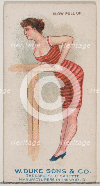 Slow Pull Up, from the Gymnastic Exercises series (N77) for Duke brand cigarettes, 1887., 1887. Creator: Unknown.