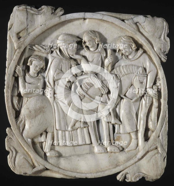 Mirror case: Riding couple , c. 1300. Creator: West European Applied Art.