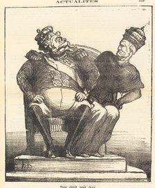 Trop étroit pour deux, 1870. Creator: Honore Daumier.