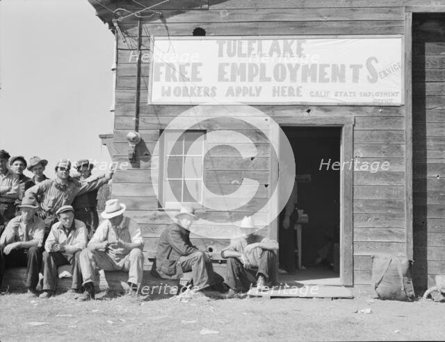 California State Employment Service office, Tulelake, Siskiyou County, California, 1939. Creator: Dorothea Lange.