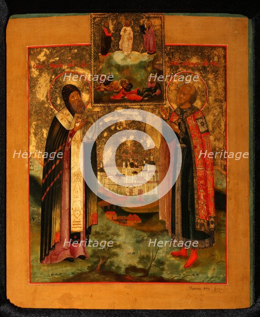 Saints Bishop Arsenius of Tver and Prince Michael of Tver, 1802. Artist: Russian icon  
